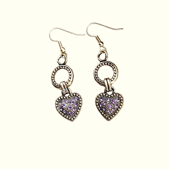Mother’s Day Graduation Lavender Crystals Hearts Necklace & Earrings - Picture 2 of 4
